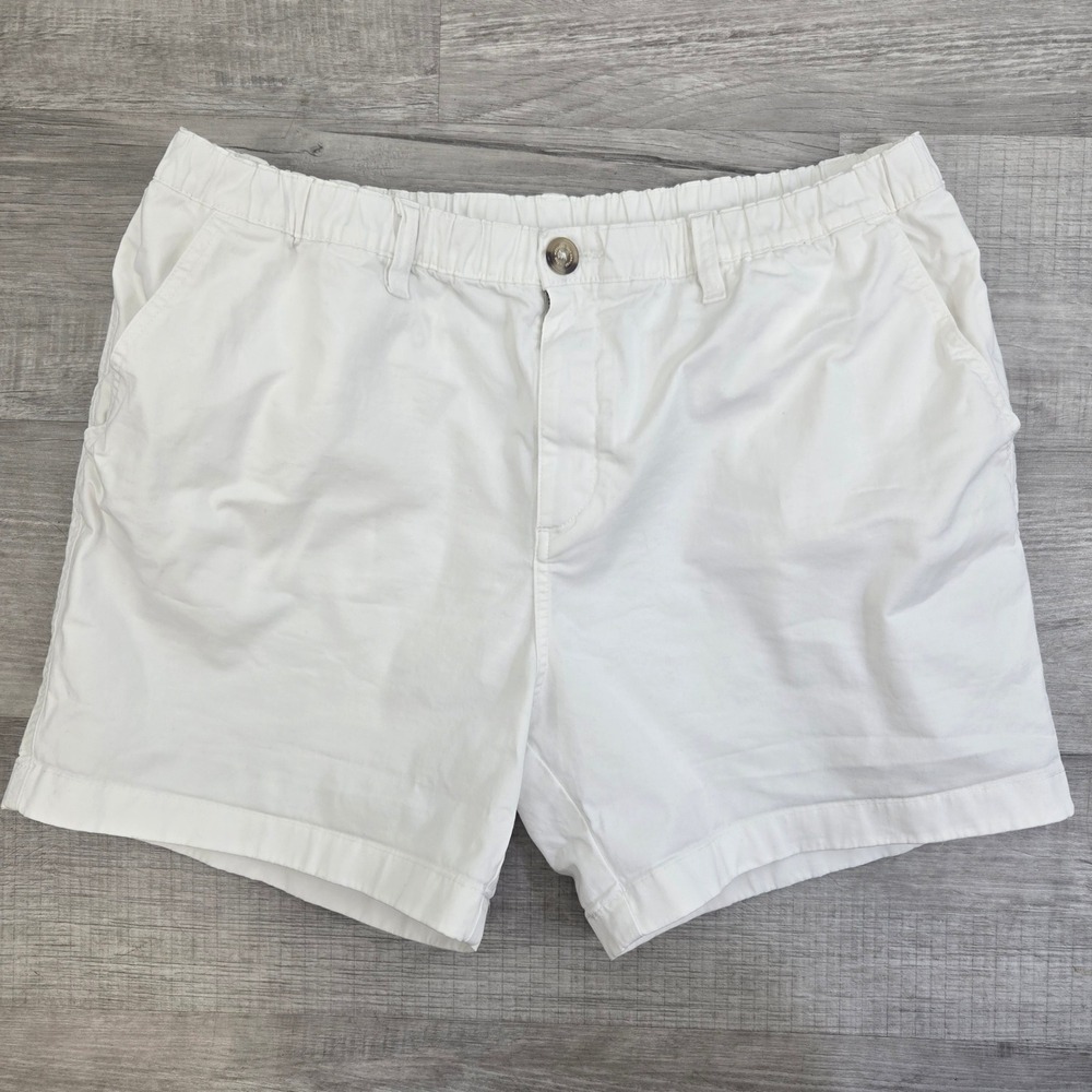 Chubbies Shorts Mens XL White Stretch Twill Elastic Waist Casual Summer Preppy